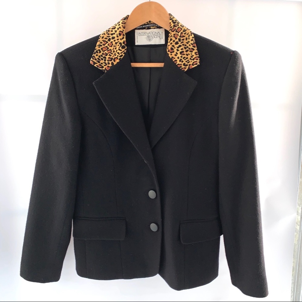 Vintage Leopard Print Collar Blazer Size 10